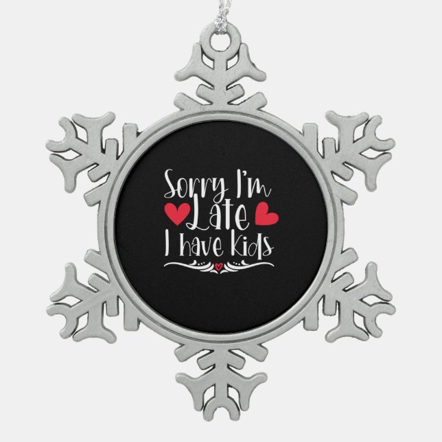 Muttergeschenk Ich habe Kinder Schneeflocken Zinn-Ornament (Vorderseite)