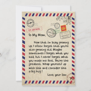 Muttergeschenke   Brief an meine Mutter Liebe von  Einladung