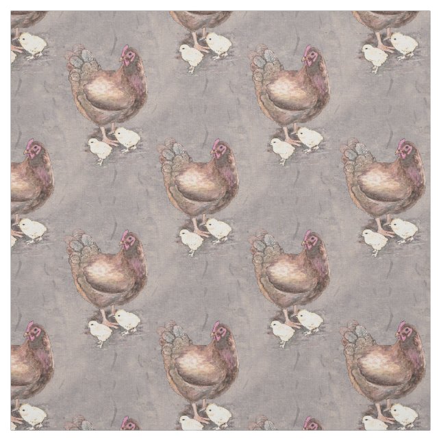 Mutterhen und Küken Wasserfarbe Stoff (Muster)