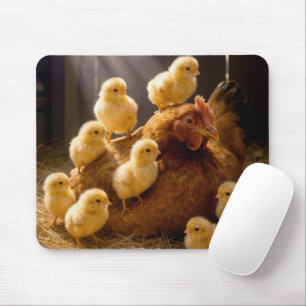 Mutterhenne mit Küken in der Scheune Mousepad