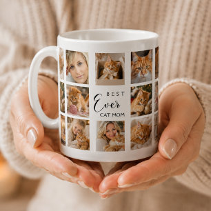 Mutterkatze Mama Foto-Collage weiß schwarz Kaffeetasse