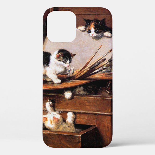 Mutterkatze und Kätzchen am Tisch Case-Mate iPhone Hülle (Rückseite)