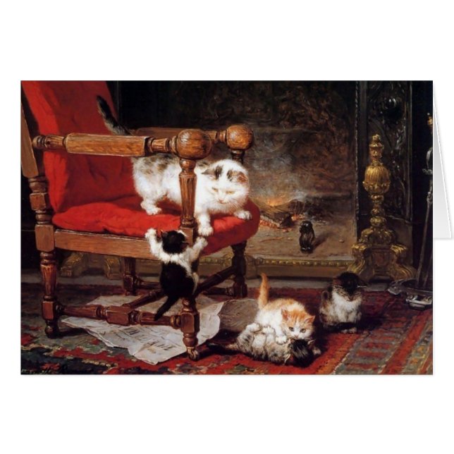 MUTTERKATZSPIELEN MIT KITTENEN Müttern Tag (Vorderseite (Horizontal))