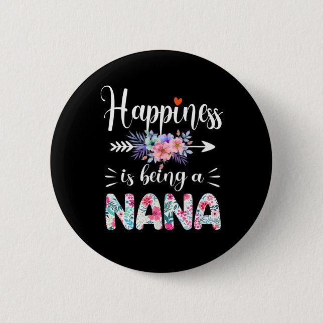 Mutterkunde | Glück ist ein Nana Floral Xmas Button (Vorderseite)