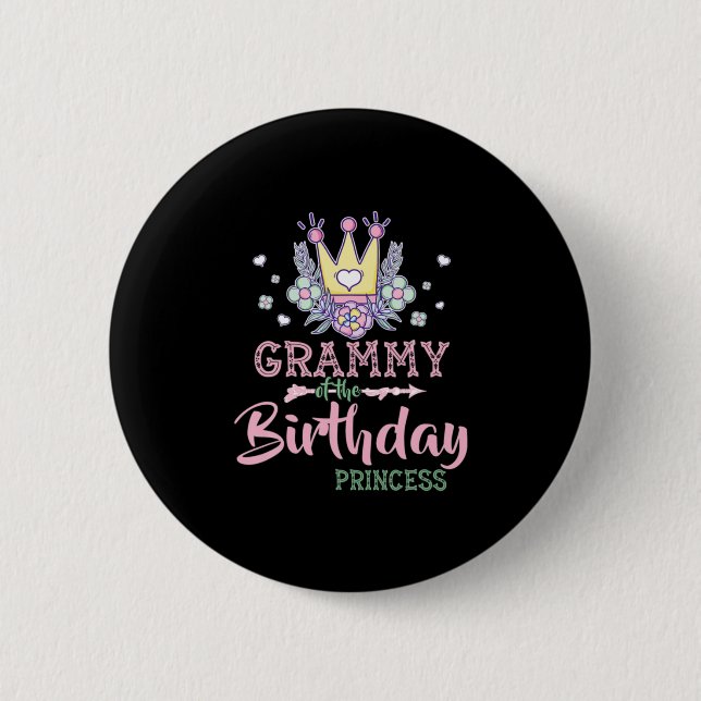 Mutterkunde | Grammy of the Birthday Princess Xmas Button (Vorderseite)
