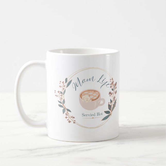 Mutterleben heiß serviert Gemütliche Kaffee-Katzen Kaffeetasse (Links)