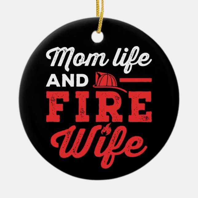 Mutterleben und Feuerwehrfrau Keramik Ornament (Vorne)