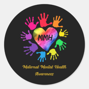Mütterliche Mental Health Awareness Hands Geschenk Runder Aufkleber