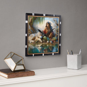 Mutterliche Nacht: Pines Echoes Calm Quadratische Wanduhr