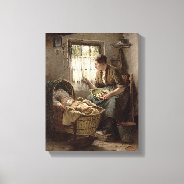 Mutterliche Zuneigung (Öl auf Leinwand) Leinwanddruck (Vorderseite)