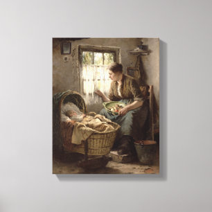 Mutterliche Zuneigung (Öl auf Leinwand) Leinwanddruck