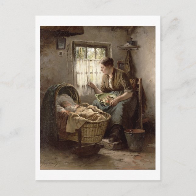 Mutterliche Zuneigung (Öl auf Leinwand) Postkarte (Vorderseite)