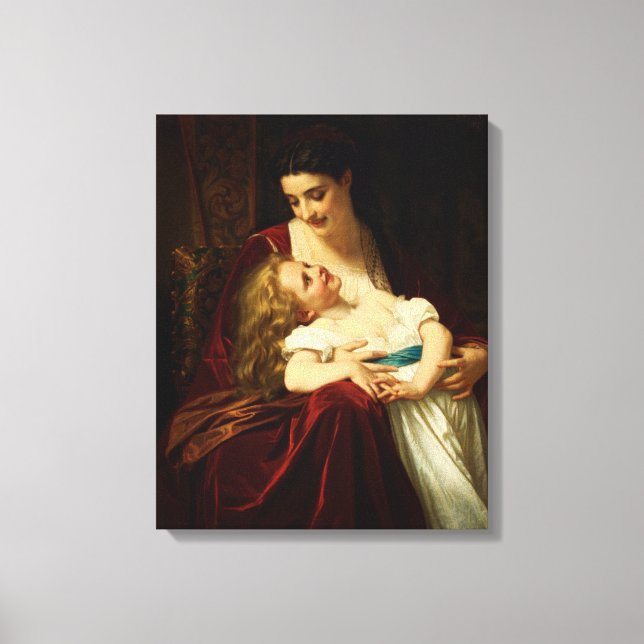 Mütterliche Zuneigung von Hugues Merle Leinwanddruck (Vorderseite)