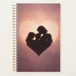 Mutterliebe – Silhouette einer Mutter mit 3 Kinder Planer