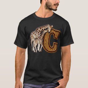 Muttermilch und Baby-Giraffen-Monogramm C T-Shirt