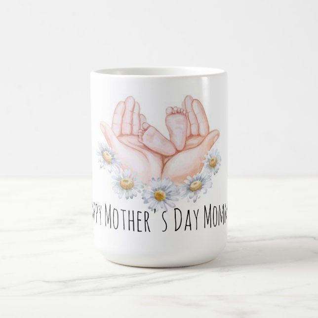 Muttermund Babyfüße Blumiger Becher Kaffeetasse (Mittel)
