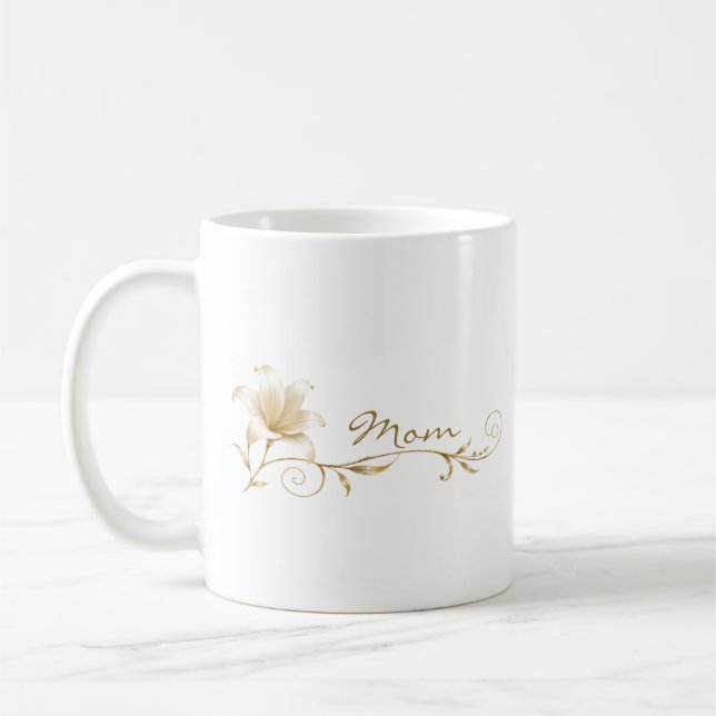 Muttermutter Champagner Gold Lily Geschenktasse Kaffeetasse (Links)