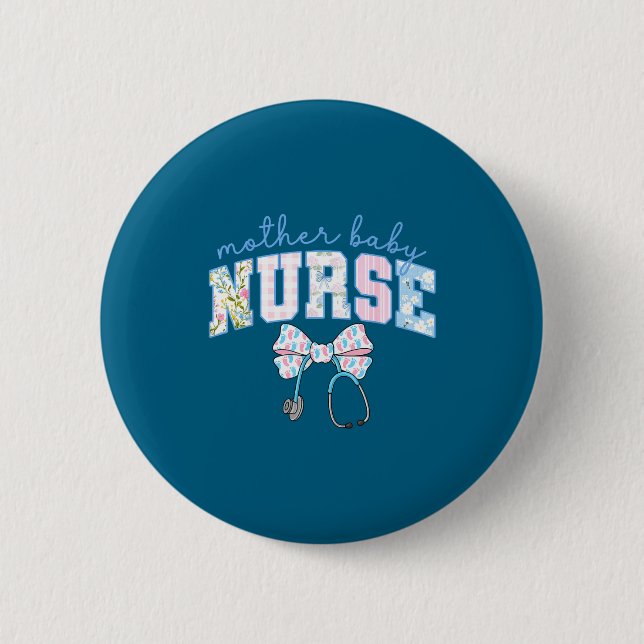 Muttermutter-Krankenschwester-Team Coquette Blau S Button (Vorderseite)