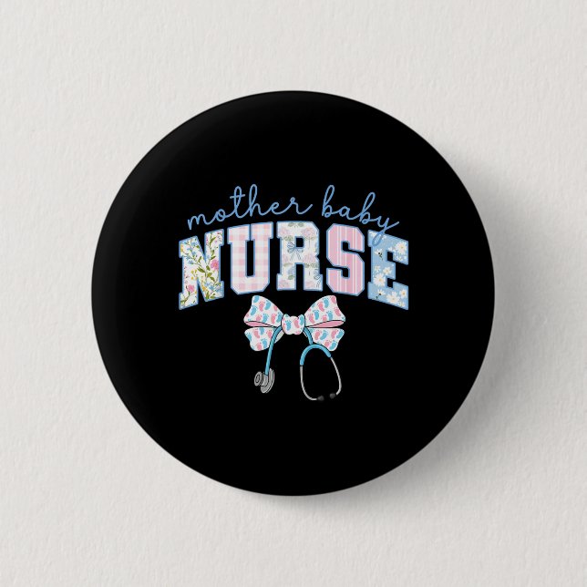 Muttermutter-Krankenschwester-Team-Kokette-Blaues  Button (Vorderseite)