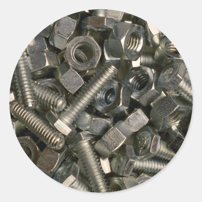 Muttern und Bolzen Runder Aufkleber (Vorderseite)