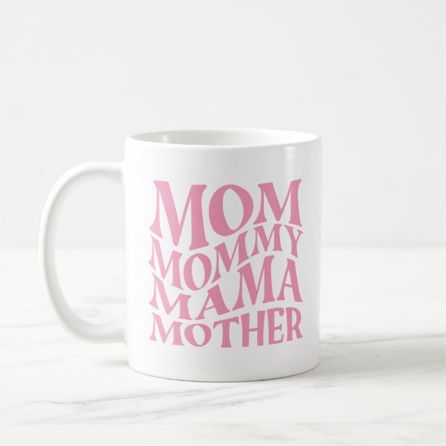 Mutterntag Rosa mit Namen und Jahr Kaffeetasse (Links)