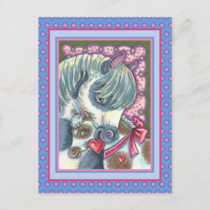 MUTTERPONY & VALENTINE FILLY, NIEDLICH PFERD FEIERTAGSPOSTKARTE