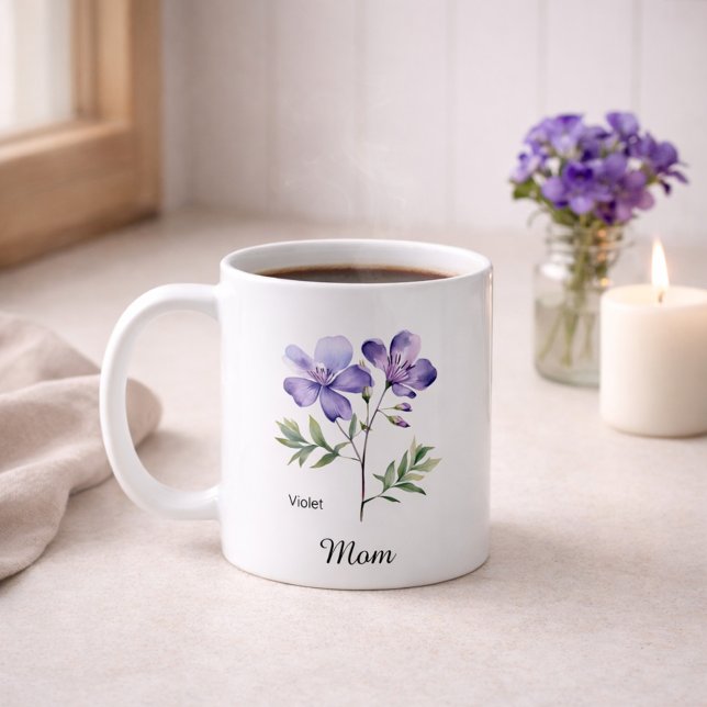 Mutters Februargeburtstagsblume Kaffeetasse (Von Creator hochgeladen)