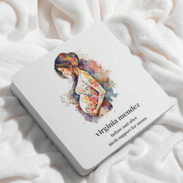 Mutterschaft Bloom Doula Mitfrau Stillzeit Schwang Quadratische Visitenkarte (birth coach sleeping consultant breastfeeding counselor doula postpartum services)