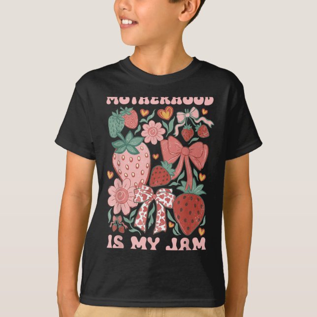 Mutterschaft ist Jam Boho Erdbeere Grafik Mütter T-Shirt (Vorderseite)