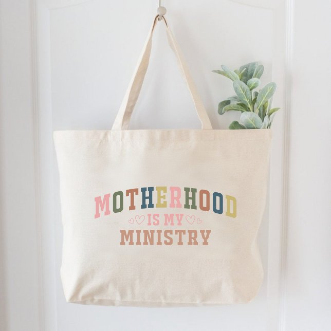 Mutterschaft ist mein Ministerium Christlich Mütte Jumbo Stoffbeutel (Motherhood Is My Ministry Christian Mothers Faith Large Tote Bag)