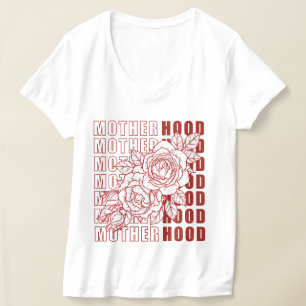 Mutterschaft-Shirt Vintage-Rosa-Rot-Tattoo-Blumenm T-Shirt