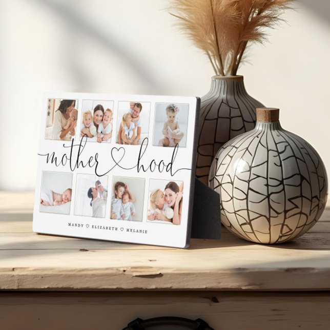 Mutterschaftsskript | Geschenk für Mütter FotoColl Fotoplatte (Motherhood Script | Gift For Mothers Photo Collage Plaque)