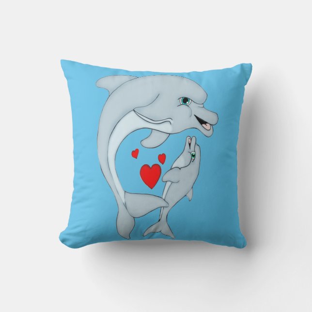 Muttersprachiges Dolphin Liebe Square Kissen (Vorderseite)