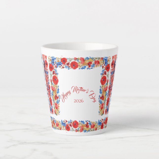 Muttertag 2026 Pinselstriche Wildblumen Milchtasse (Vorderseite)