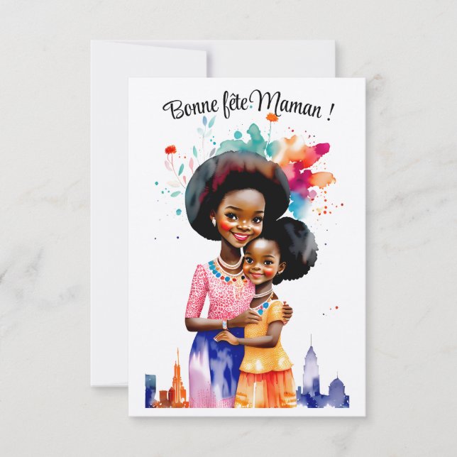 Muttertag. Afro Aquarelles Karte (Vorderseite)