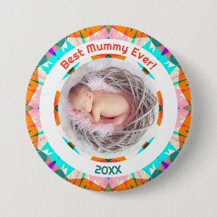 Muttertag Beste Mama-Ever Baby Girl Foto Geschenk Button