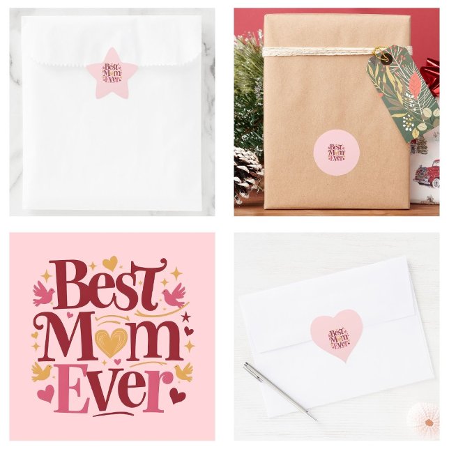 Muttertag beste Mama je Herz-Aufkleber (Mother's Day Best Mom Ever stickers)