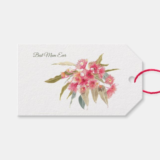 Muttertag Beste Mutter je rosa, florale Geschenkanhänger (Vorderseite (Horizontal))