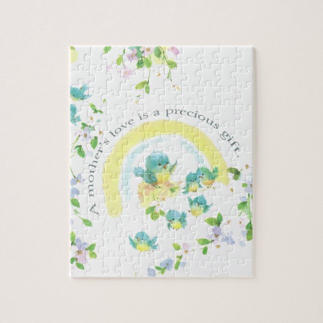 Muttertag Blaue Liebesvögel Puzzle (Vertikal)