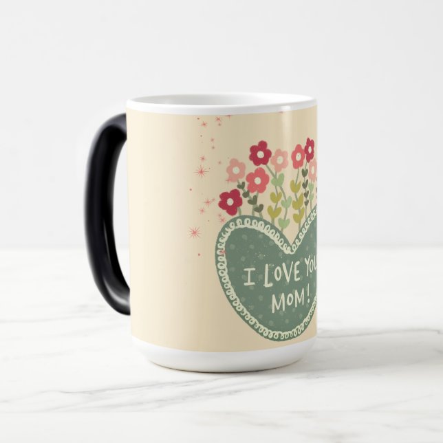 Muttertag, Blumen in Liebe , Elegant  Verwandlungstasse (Vorderseite Links)