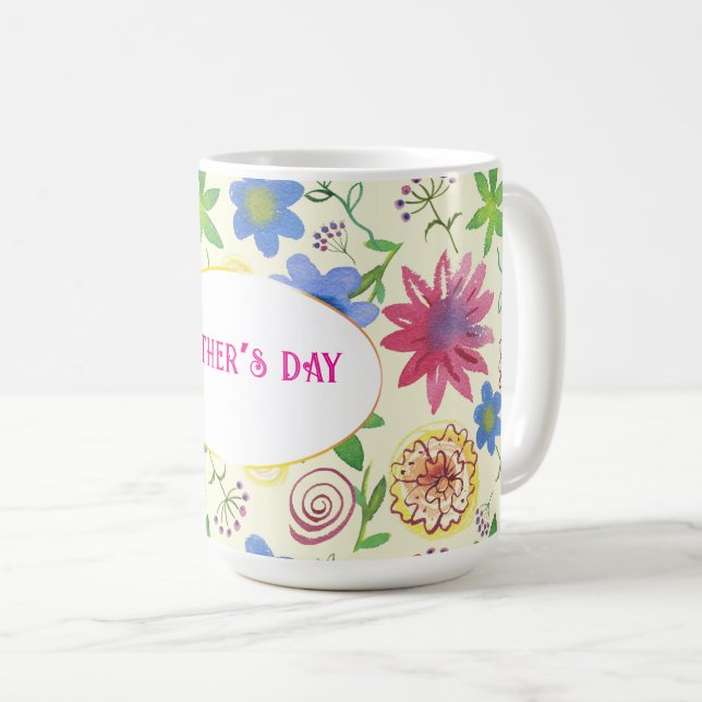 Muttertag, Blumenmuster Kaffeetasse (VorderseiteRechts)