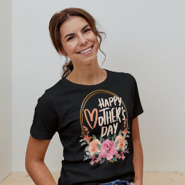 Muttertag Blumenreath Happy Mütter Day T-Shirt