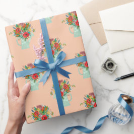 Muttertag Boho Blume Illustration Rosa Geschenkpapier