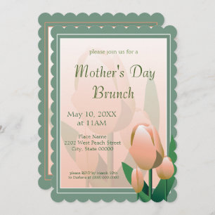 Muttertag Brunch Spring Pink Tulips Party Einladung