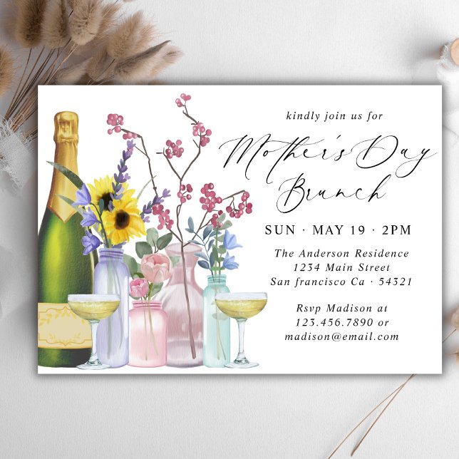 Muttertag-Brunch | Wildblumen und Champagner Einladung (Von Creator hochgeladen)