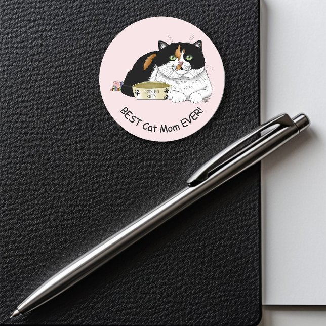 Muttertag Calico Katze Runder Aufkleber (Von Creator hochgeladen)