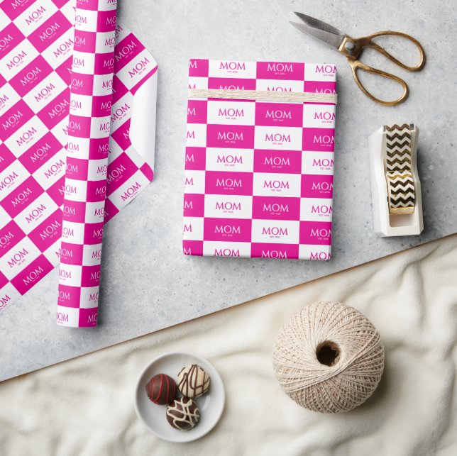 Muttertag Classic Caps Pink Mama Errichtet  Geschenkpapier (Kunsthandwerk)