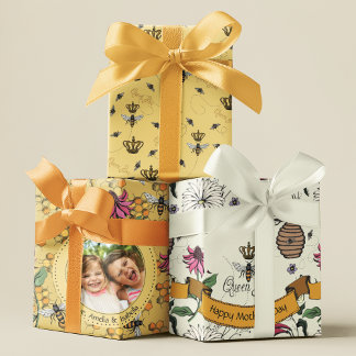 Muttertag Custom Kids Foto Royal Queen Bee Geschenkpapier Set
