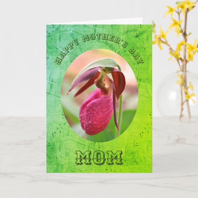Muttertag Dankeschön Mama Lady Slipper Blume Karte (Gelbe Blume)