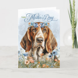 Muttertag der Basset Hound Hunde Wildblume Feiertagskarte